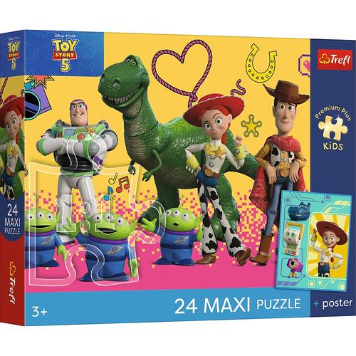 Puzzle Trefl  Maxi Premium Plus Kids Toy Story 5 si prietenii, poster inclus, 24 de piese