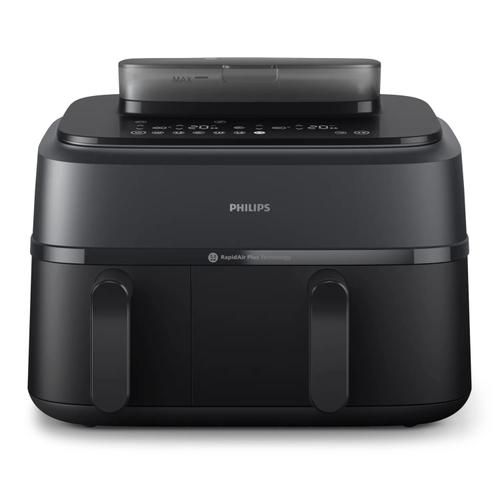 Friteuza dubla cu aer cald PHILIPS Series 5000 Dual Basket NA550/00, 9 L, 2750 W, 12 programe, Temperatura ajustabila 40-200 C (Negru)