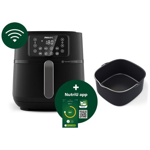 Friteuza fara ulei Philips HD9285/93 seria 5000 XXL conectat, 16 in 1 functii de gatit, 7.2 l (1.4 kg), Tehnologie Rapid Air, Conectat la aplicatia NutriU, Controlul timpului: Pana la 60 de minute