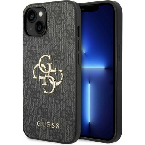 Husa de protectie Guess PU 4G Metal Logo Case for iPhone 15 Pro Max (Gri)
