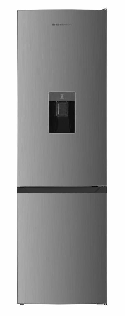 Combina frigorifica Heinner HC-HM260XWDE++, 260 l, Clasa E, Lumina LED, Dozator de apa, Usi reversibile (Inox)
