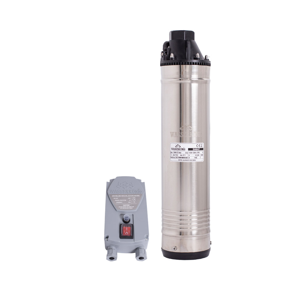 Pompa submersibila periferica Wasserkonig SI4847, diametru 4"", putere 1100 W, debit 2820 l/h, inaltime refulare 48 m