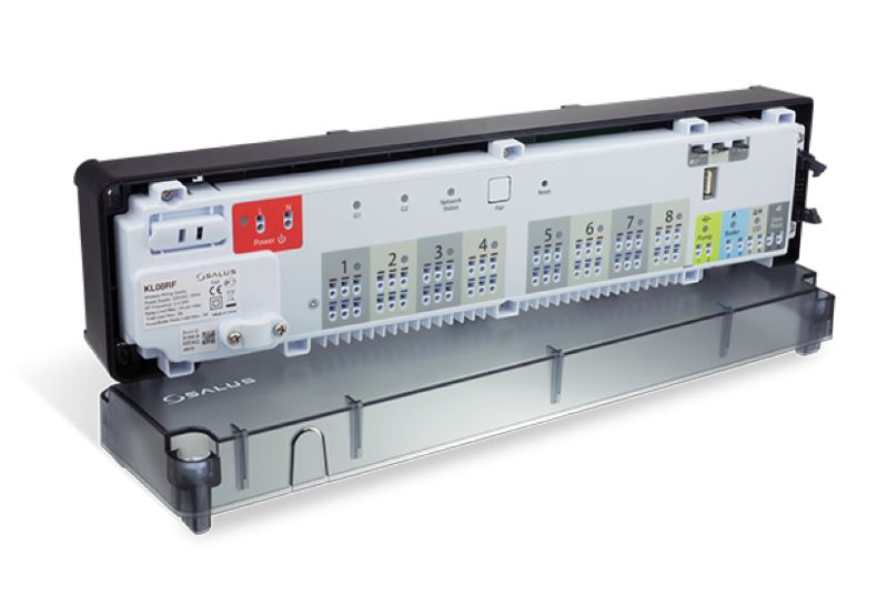 Centru de comandă SALUS KL08RF cu 8 zone pentru încălzirea în pardoseală (UFH) cu comunicare wireless alimentat cu 230V