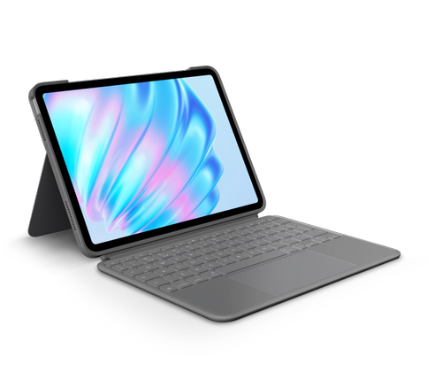 Husa cu tastatura Logitech Combo Touch pentru iPad Air 11-inch (M2, M3 & M4), iPad Air (5th gen), Layout English UK (Gri)