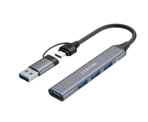 Hub Canyon DS-02, 1 x USB-A 3.0, 3 x USB-A 2.0 (Gri)