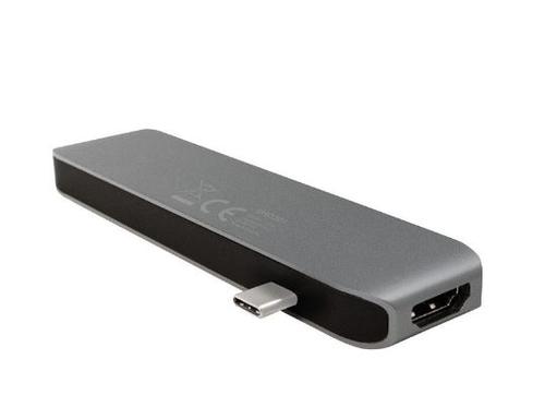 Hub USB LOGILINK UA0301 6-in-1,  1 x USB Type-C, 1 x HDMI, 1 x SD card, 1 x microSD, 2 x USB 3.0 (Argintiu)