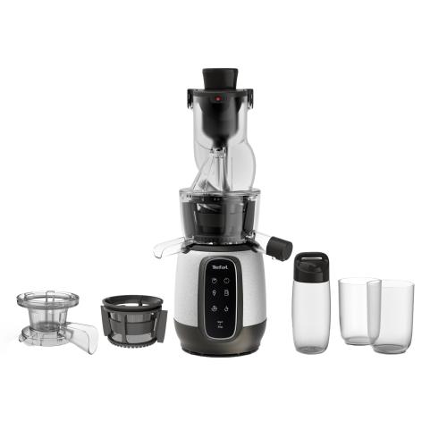Storcator de fructe si legume cu melc Tefal Ultra Juice ZC605D38, 200 W, Recipient suc 0.8 l, afisaj digital, functie preparare inghetata, Gri