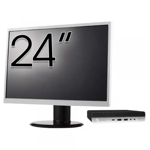 Calculator Sistem PC Refurbished Pachet Calculator refurbished HP ProDesk 600 G5 Mini, Intel Core i5-8500T 2.10 - 3.50GHz, 8GB DDR4, 256GB SSD + Monitor 24"