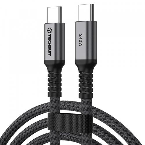 Cablu Date si Incarcare USB-C - USB-C Techsuit TitanSync Pro CX2, 240W, 2m, Gri