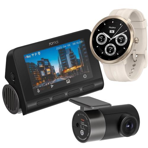 Camera video auto 70mai Dash Cam 4K A800S + Camera Spate 70Mai Rear Camera RC06 + Maimo Watch R Gold-GPS WT2001-GPS, IPS 3.0inch, 140 FOV, ADAS, GPS, Night Vision, Wi-Fi (Negru)