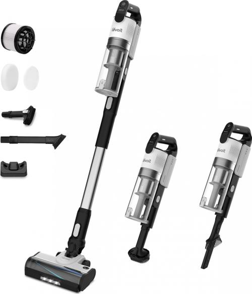 Aspirator vertical Levoit LVAC 200 HEAPVCLVNEU0014Y, Autonomie 50 minute, Recipient 0.75 l, 22.2 V, Filtrare in 5 trepte, 82 dB (Alb/Negru)