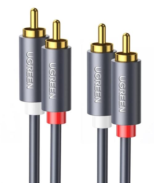 Cablu Audio 2 x RCA - 2 x RCA UGREEN AV104, 1.5m, Gri