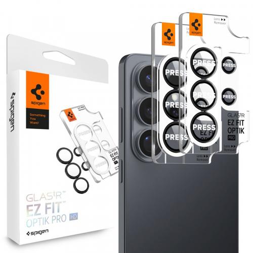 Folie de protectie Camera Spate Spigen GlastR EZ FIT Optik Pro HD pentru Samsung Galaxy S26 Ultra S948, Sticla Securizata, Set 2 bucati, Neagra