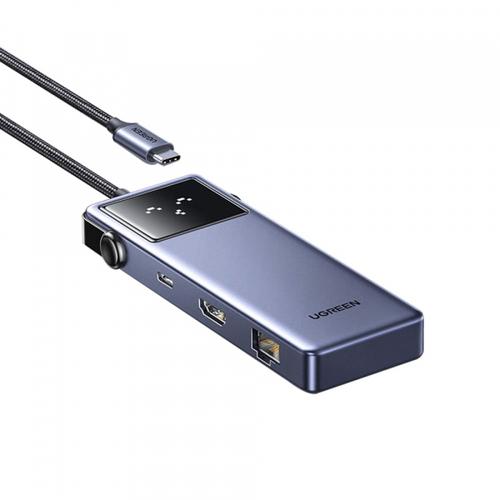 Hub USB-C UGREEN CM888 (45155) Uno, 6in1, HDMI, USB-C, 3x USB-A, RJ45 (Gri)