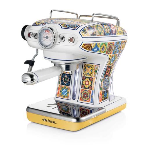Espressor manual Ariete Vintage Positano 1389/1P, 850 W, Rezervor 0.9 l, 15 bari, Dizpozitiv de spumare (Multicolor)