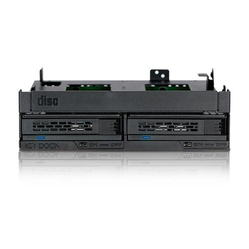 Rack mobil Icy Dock MB732SPO-B, Metal\Plastic, 2x2.5inch + Ultra Slim/Slim Optical Drive Slot pentru Bay 5.25inch (Negru)