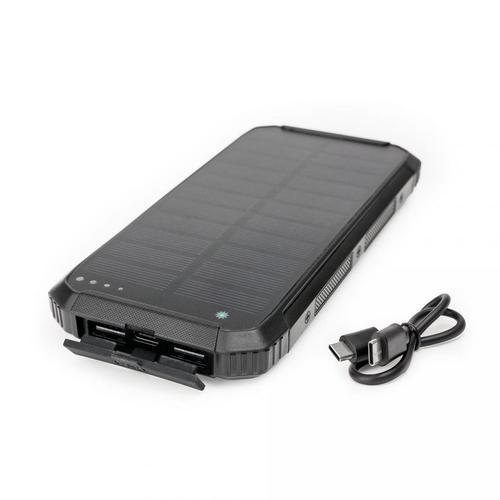Acumulator extern Platinet 10000mAh, Incarcare Wireless 15 W, Incarcare solara (Negru)