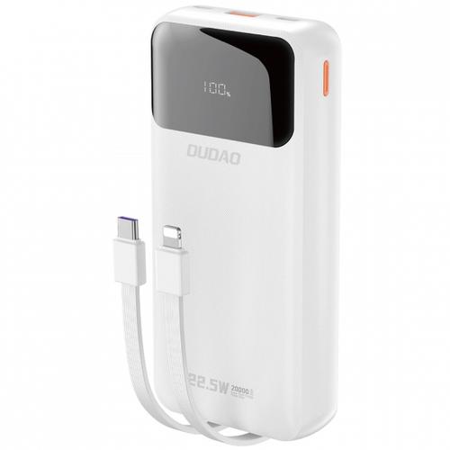 Baterie Externa Dudao K15Pro, 20000mAh, 22.5W, QC + PD, 1 x USB-A - 1 x USB-C, Alba