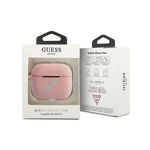 Husa Casti Guess Silicon Vintage pentru Apple Airpods Pro (Roz/Verde)