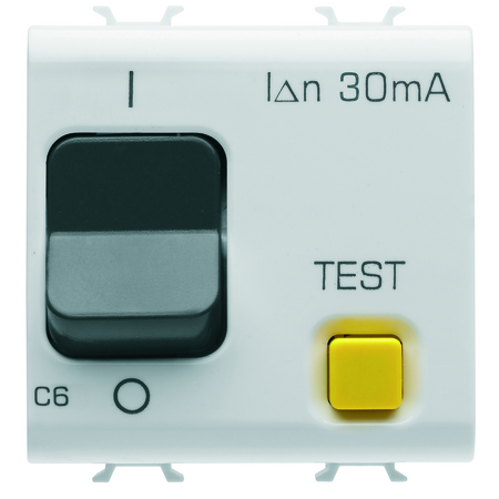 ÎNTRERUPATOR DE CURENT REZIDUAL CU PROTECTIE LA SUPRACURENT - CARACTERISTICA C - CLASA A - 1P+N 6A 230VAC 30MA - 2 MODULE - ALB SATINAT - CHORUSMART