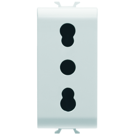 PRIZA STANDARD ITALIANA 250V C.A. - 2P+E 16A CU AMPERAJ DUBLU - P11-P17 - 1 MODUL - ALB SATINAT - CHORUSMART