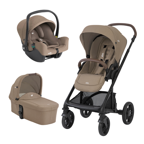 Carucior pentru copii multifunctional 3 in 1 Joie Chrome 2 Cashew (Carucior Chrome 2 Cashew + Landou Chrome Cashew + scoica i-Snug Cashew)