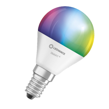 Bec LED LEDVANCE SMART WIFI P40 4,9 W 230V RGBW FR E14 SINGLE PACK, 470 lm, 6500 K, 180°