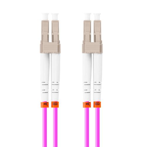 Cablu retea fibra optica cu lungime 1 m si conectori LC/UPC-LC/UPC, Lanberg Z32331, MM, DUPLEX 3.0MM OM4 50/125 LSZH, Violet