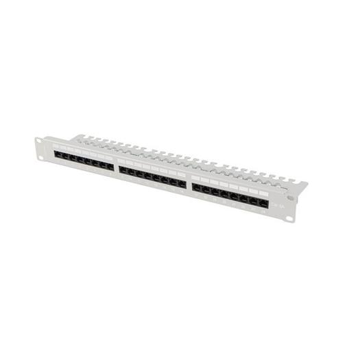 Patch panel Lanberg 24 porturi 1U 19inch Kat.6A UTP cu organizator cabluri, Gri