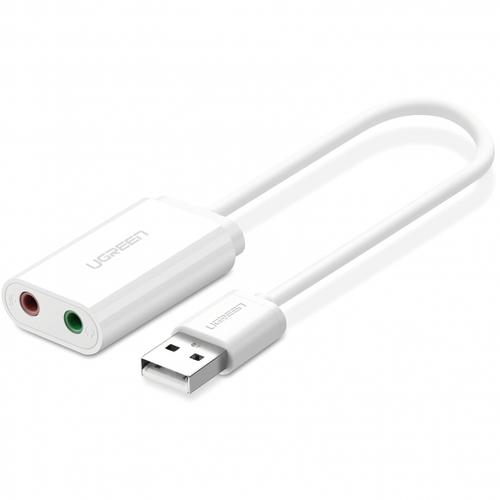Placa de sunet USB UGREEN US205, 2 x Jack 3.5mm (Alb)