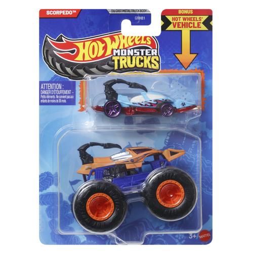 Set 2 masinute Hot Wheels - Monster Truck si masinuta metalica, Scorpedo