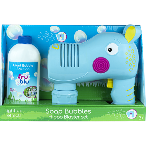 Set baloane de sapun Fru Blu - Hippo Blaster, cu solutie baloane 400 ml