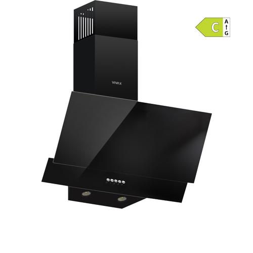 Hota decorativa Vivax CHO‑60CSD100T GB, 59, 6 cm, 100 W, 1 motor, 3 trepte de putere, filtru aluminiu lavabil, iluminare LED, Sticla Neagra