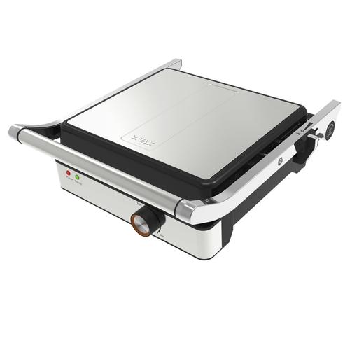 Gratar electric Vivax SM-2000X, 2000 W, Incalzire rapida, Termostat, Deschidere 90 si 180 grade, Suprafata anti-aderenta (Inox/Negru)