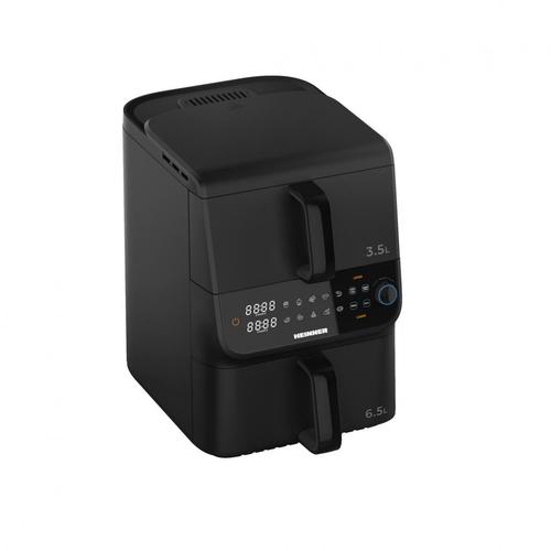 Friteuza dubla cu aer cald HEINNER InnovaCook HAF-C10DBS25BK, 10L (3.5L+6.5L), 2500 W (1000+1500), Timer, 10 programe, Oprire automata (Negru)