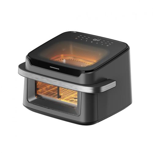 Friteuza dubla cu aer cald HEINNER AirBake Revolution HAF-C10DB22GREY, 10 l, 2200 W, 12 programe, Timer, 2 ferestre, Lumina interioara automata, Termostat 80-200 C (Gri)
