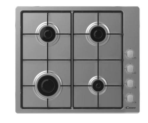 Plita incorporabila Candy CHW6LX, Gaz, 4 Arzatoare, Aprindere electrica, Siguranta arzatoare, 60 cm (Argintiu)