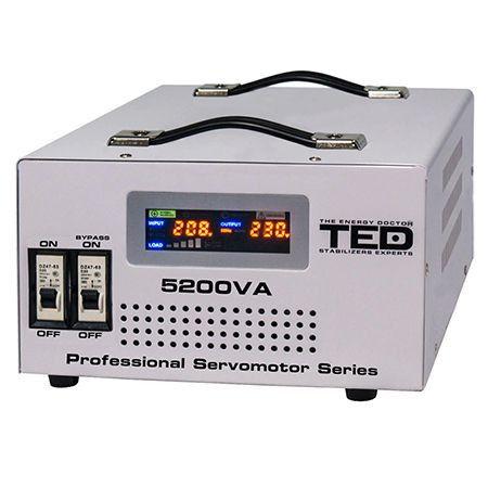Stabilizator tensiune automat TED Electric SERVOMOTOR 5000VA, 2 x Schuko + Terminal Block