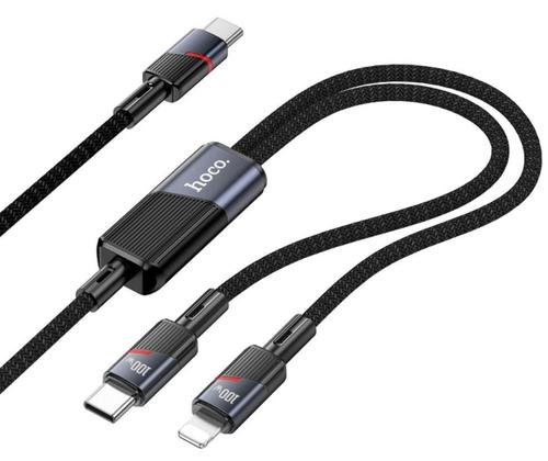 Cablu Date si Incarcare USB-C - Lightning / USB-C HOCO U139 2in1, 100W, 1.2m, Negru