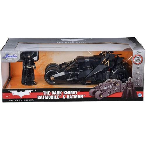 Set Figurina Jada The Dark Knight Batman si masinuta metalica Batmobile, Scara 1 la 24