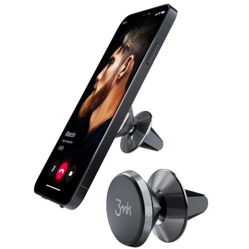 Suport auto magnetic 3MK, prindere la ventilatie, Negru
