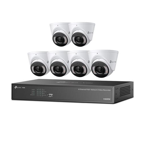 Kit supraveghere video exterior TP-Link VIGI NK8MP-T6425-2T, 6 camere VIGI 4MP Full-Color Turret IPC + NVR, 2.8mm, IP67, 2 TB HDD
