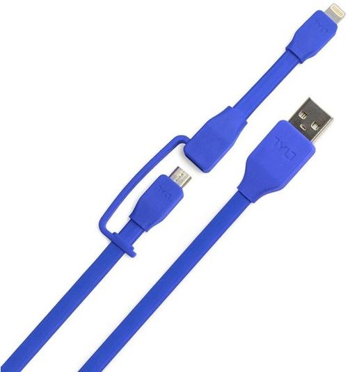 Cablu de date Tylt Duo, Lightning/MicroUSB, 0.6m (Albastru)