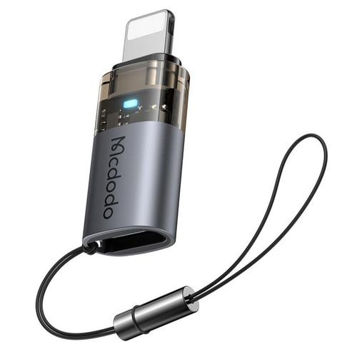 Adaptor Mcdodo OT-7630 Type-C la Lightning OTG 36W, aliaj de aluminiu, incarcare si sincronizare date, lumina albastra, snur (Negru)