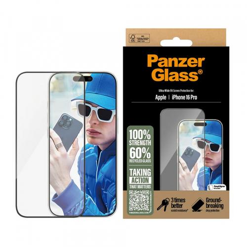 Folie de protectie Ecran PanzerGlass Ultra-Wide Fit pentru Apple iPhone 16 Plus / 15 Plus, Sticla Securizata, Full Glue