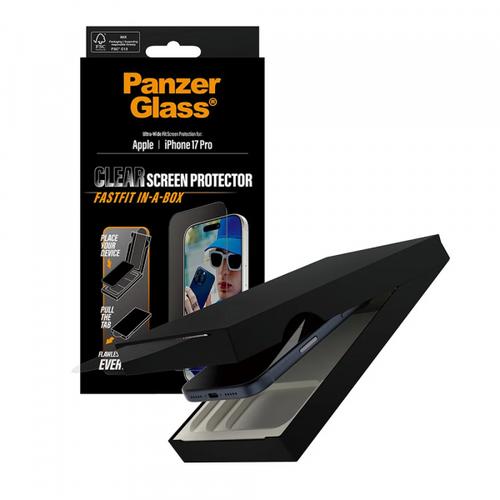 Folie de protectie Ecran PanzerGlass Ultra-Wide Fit Fastfit pentru Apple iPhone 17 Pro, Sticla Securizata, Full Glue