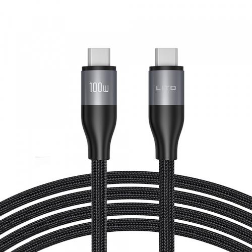 Cablu Date si Incarcare USB-C - USB-C Lito LD23CC, 100W, 1m, Gri