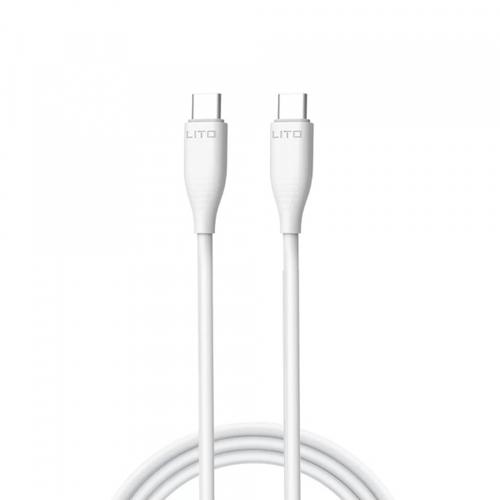 Cablu Date si Incarcare USB-C - USB-C Lito LD03, 60W, 1m, Alb