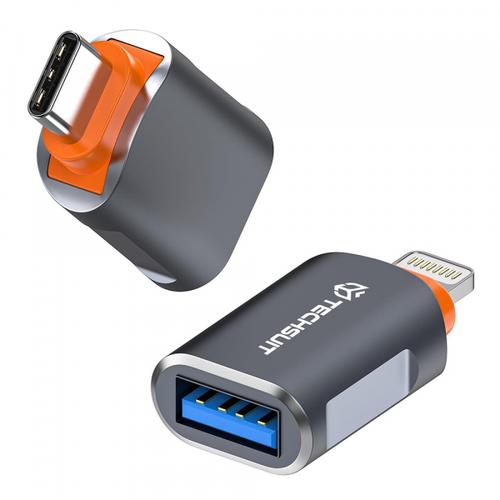 Adaptor Techsuit A9 SlateVolt, USB-C - USB-A (Gri/Portocaliu)