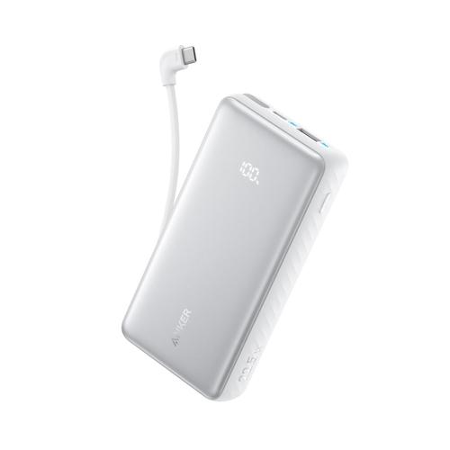 Baterie externa Anker Zolo A110DH21, 10.000 mAh, 22.5W, cablu USB-C inclus, USB-C, USB-A (Alb)